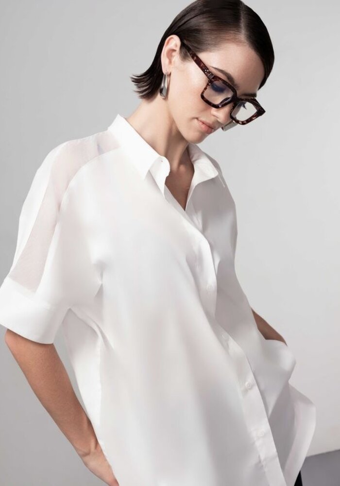 Haako H1031 Chiffon Panel Overzized Shirt