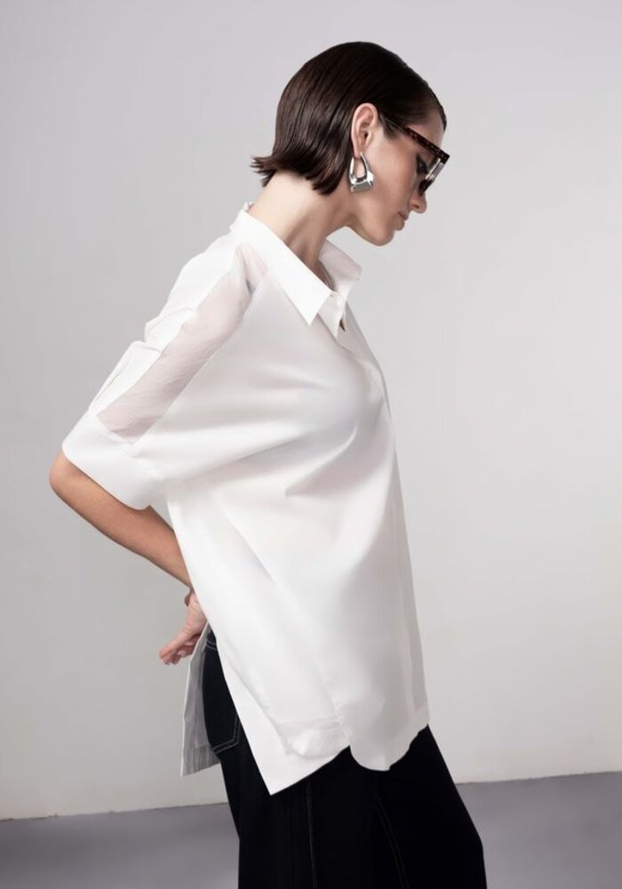 Haako H1031 Chiffon Panel Overzized Shirt