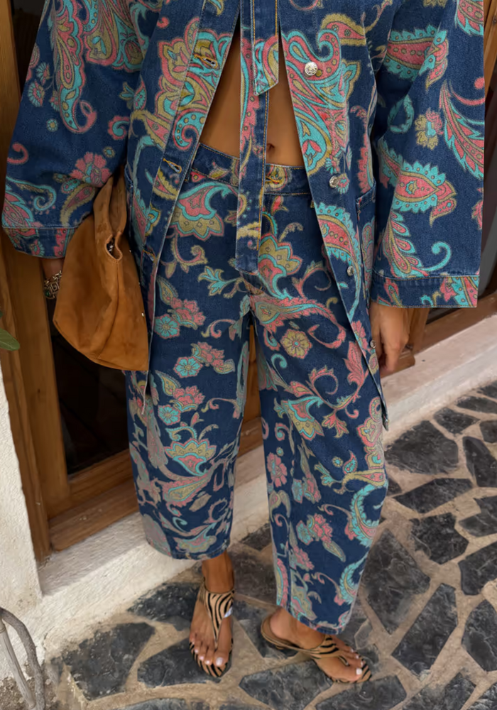 Never Fully Dressed Paisley Barrel Leg Jeans