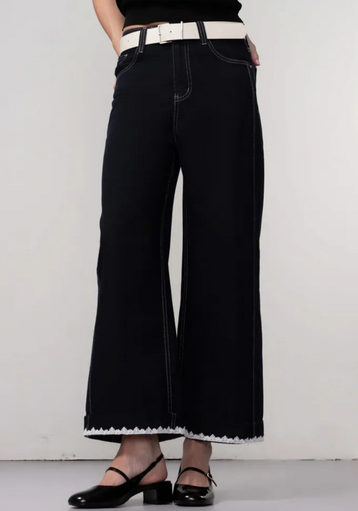 Haako H1025 White Belt Denim Trousers