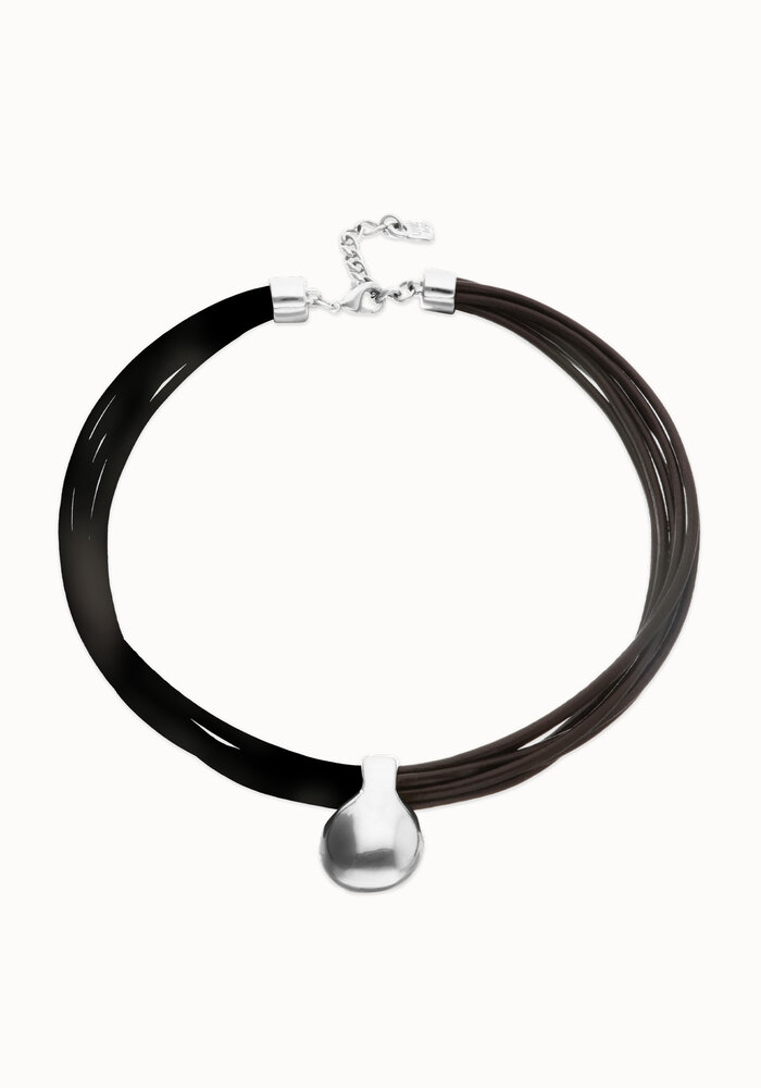 Uno de 50 Short Leather Necklace COL2046MARMTL