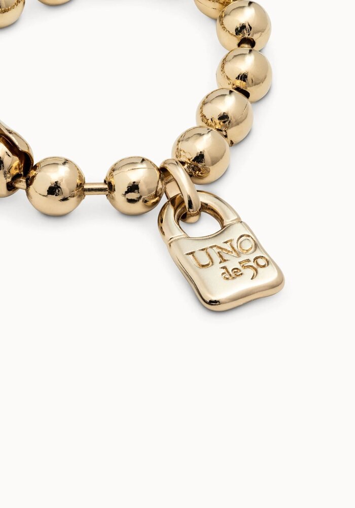 Uno de 50 Beaded Bracelet With A Padlock Charm PUL1215ORO