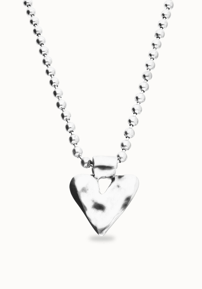 Uno de 50 Long Necklace With Beads And Heart Detail COL2067MTL