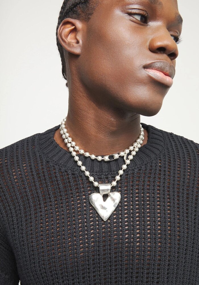 Uno de 50 Long Necklace With Beads And Heart Detail COL2067MTL