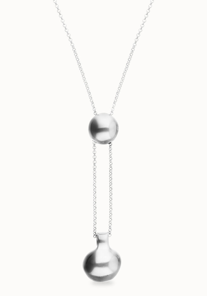 Uno de 50 Long Necklace With An Adjustable Chain And Two Weights COL2055MTL