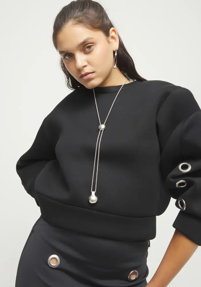 Uno de 50 Long Necklace With An Adjustable Chain And Two Weights COL2055MTL