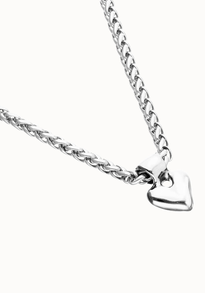 Uno de 50 Short Chain Necklace With Small Heart Detail COL2074MTL