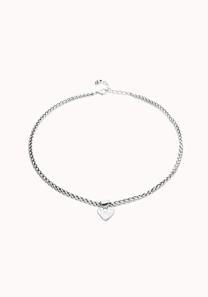 Uno de 50 Short Chain Necklace With Small Heart Detail COL2074MTL