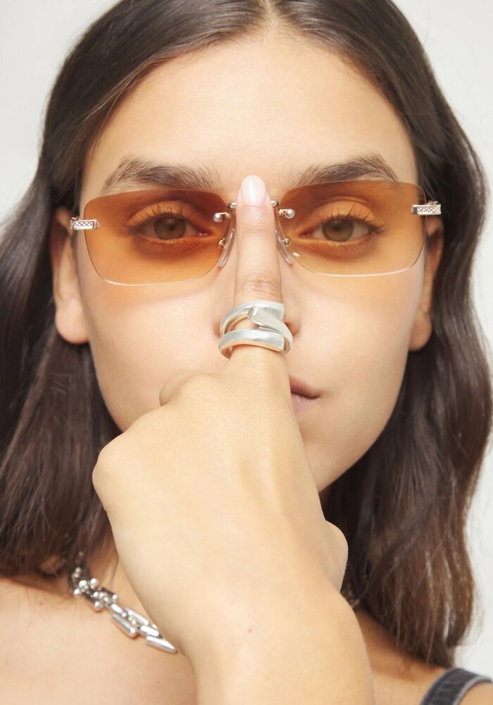 Uno de 50 Ring With Three Intertwined Organic Shapes ANI0862MTL