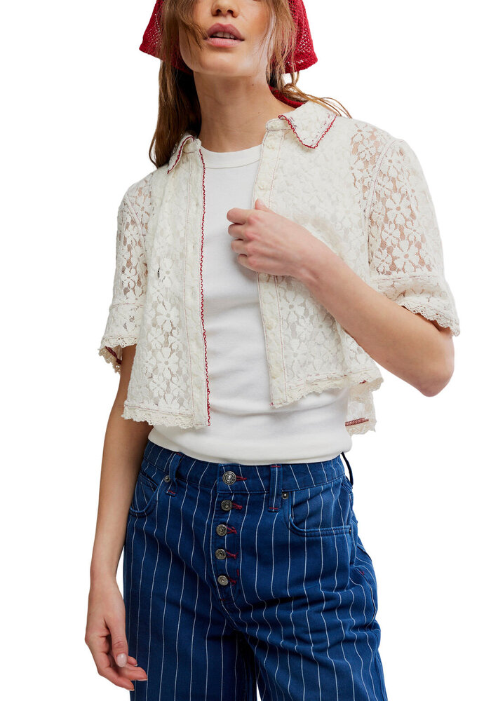 Free People Mannie Lace Button Shirt