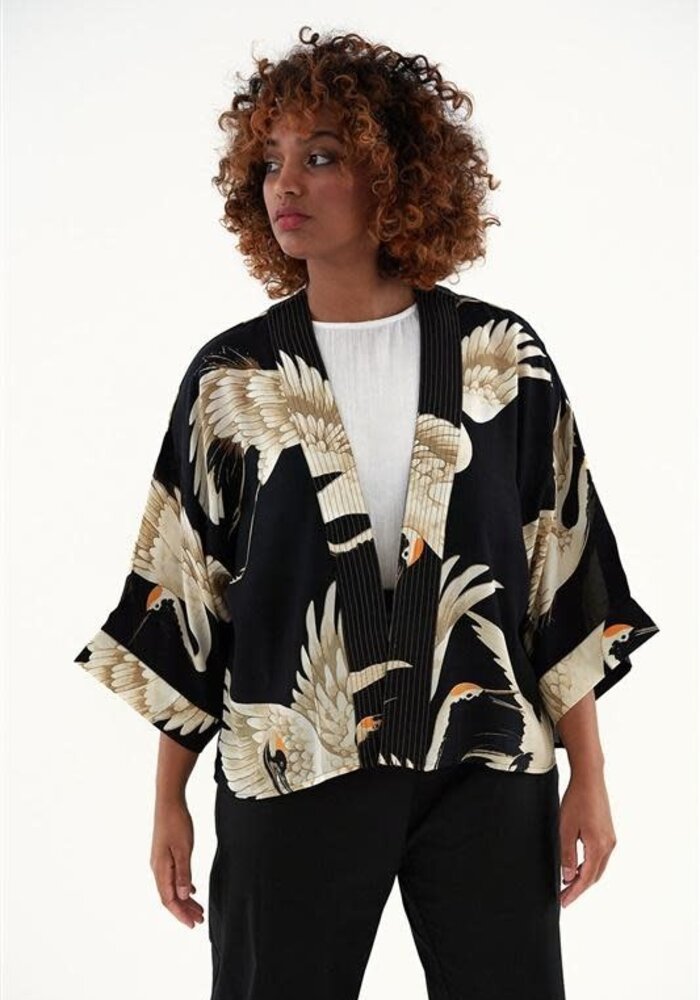 One Hundred Stars Stork Crepe Kimono