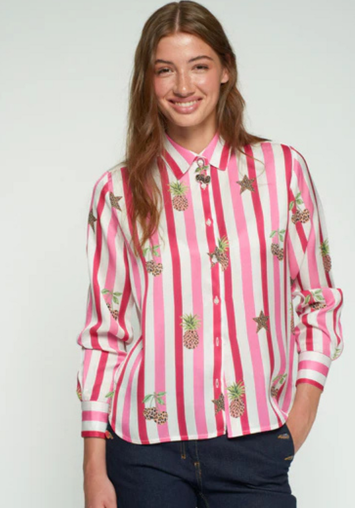 Vilagallo Leopard Striped Shirt 33641