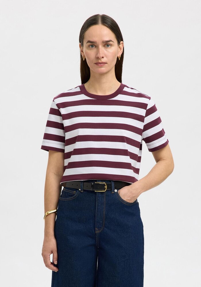 Selected Femme Essentials Striped Boxy T-Shirt
