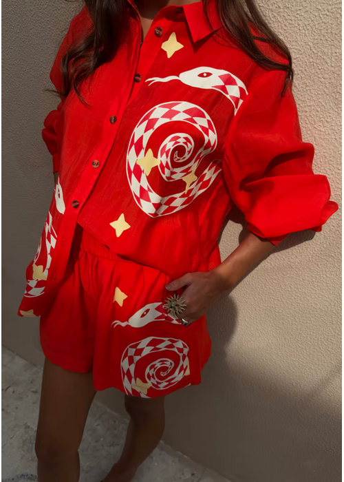 NEVER FULLY DRESSED Never Fully Dressed Red Snake Miley Shirt