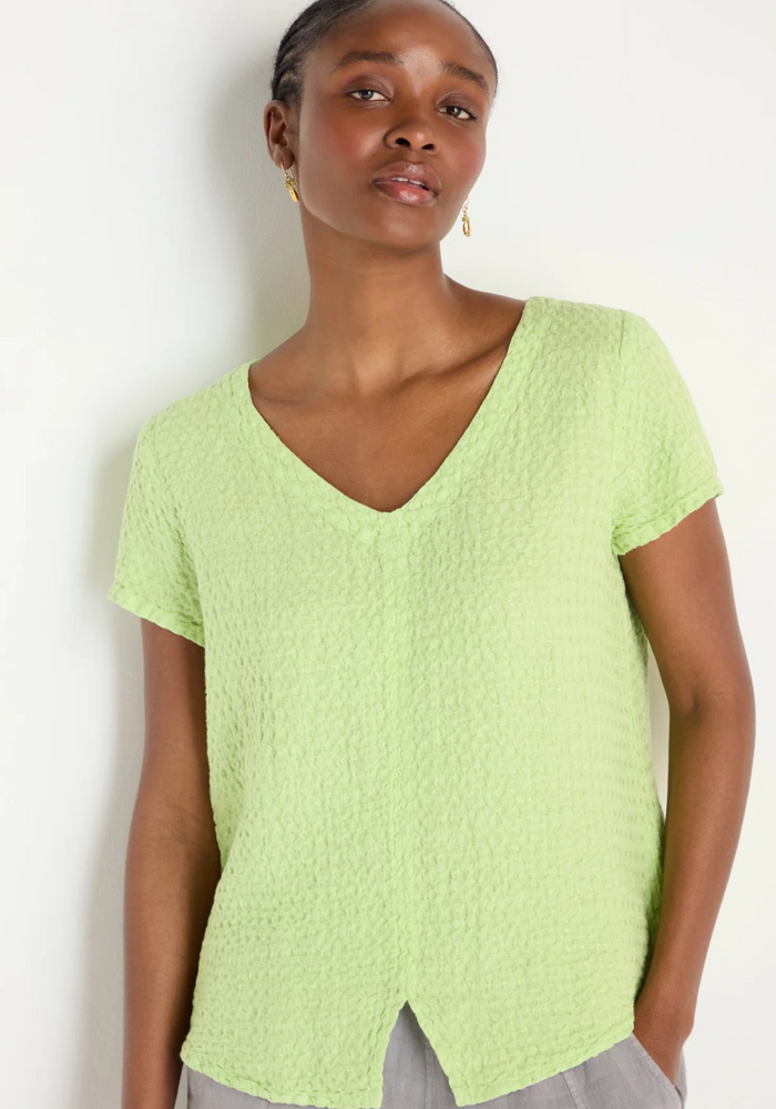 Sahara LAT6702 Waffle Linen V Neck Top