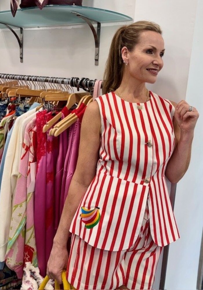 Never Fully Dressed Red Stripe Sol Waistcoat