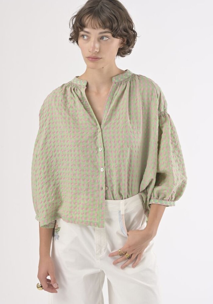 Orfeo Paris Danielle Seersucker Check Shirt