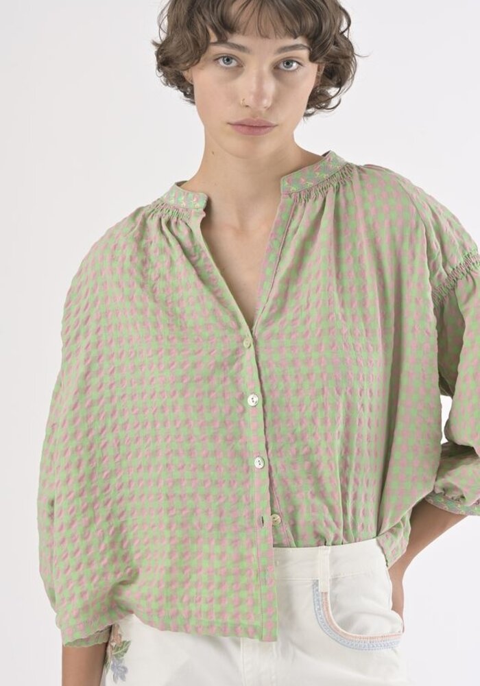 Orfeo Paris Danielle Seersucker Check Shirt