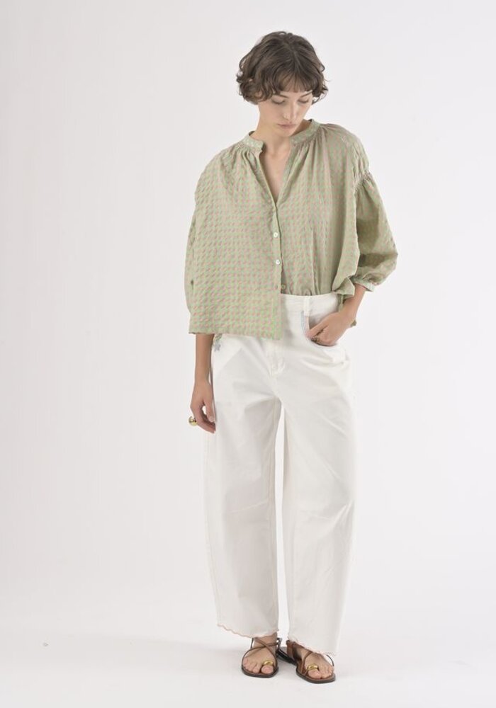 Orfeo Paris Danielle Seersucker Check Shirt