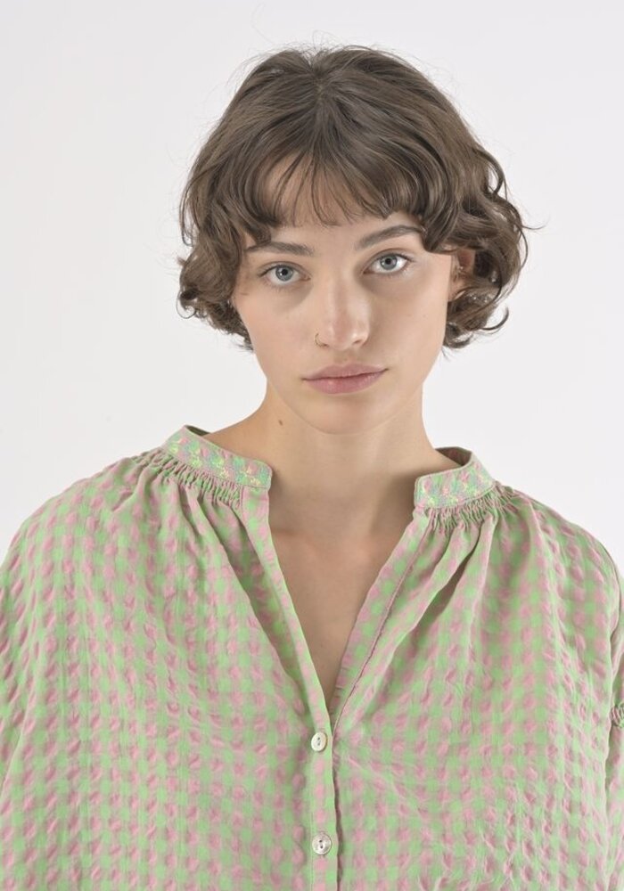 Orfeo Paris Danielle Seersucker Check Shirt