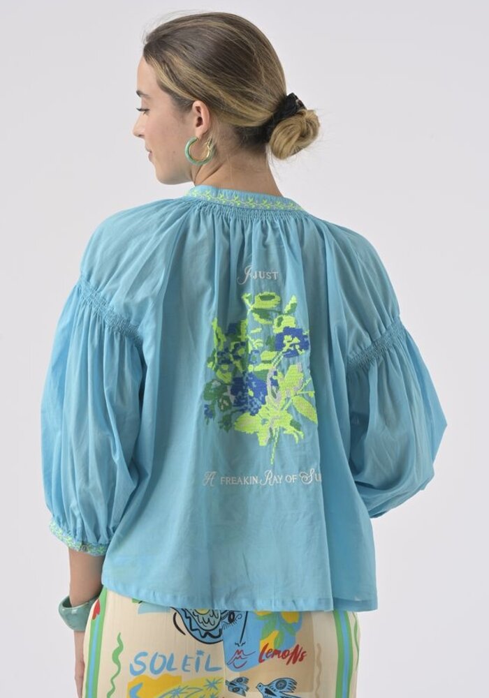 Orfeo Paris Danielle V-neck Embroidered Shirt