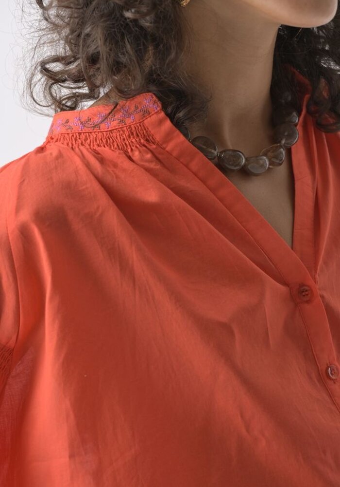 Orfeo Paris Danielle V-neck Embroidered Shirt