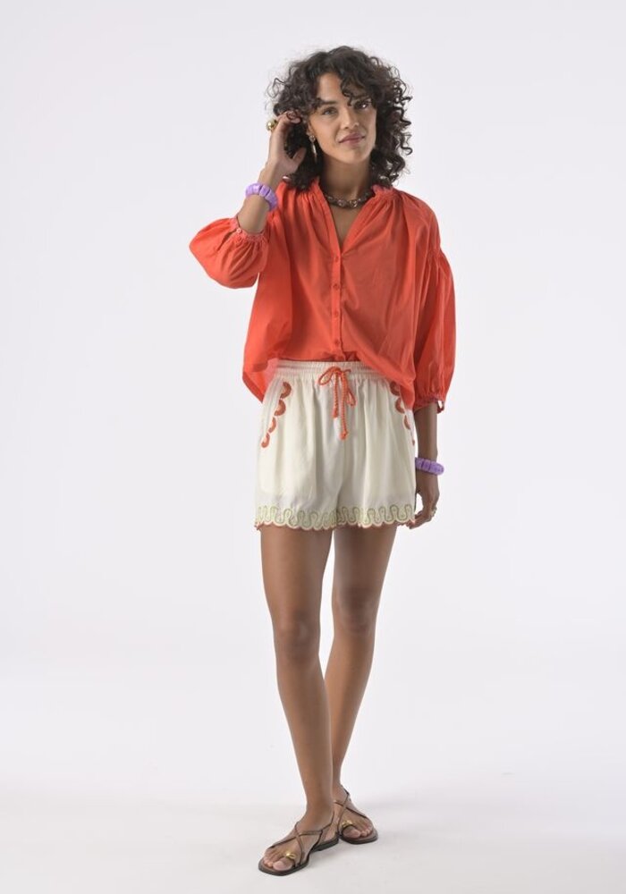 Orfeo Paris Danielle V-neck Embroidered Shirt