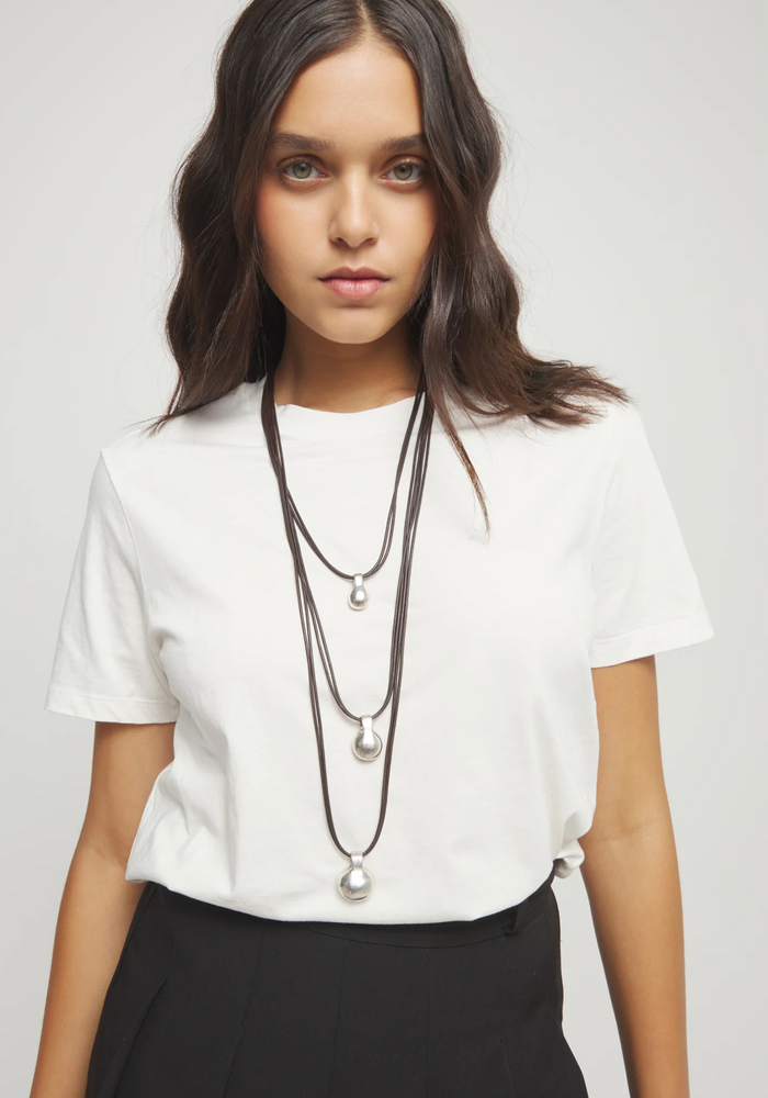 Uno de 50 Multi Strand Leather Necklace COL2044MARMTL