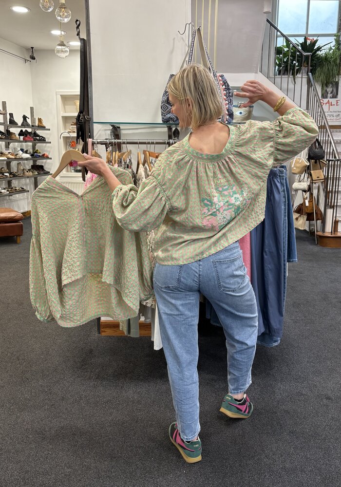 Orfeo Paris Danielle Seersucker Check Shirt
