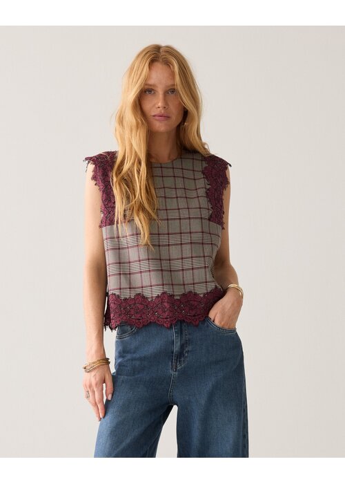 SUMMUM WOMAN Summum Woman Plaid Top 2S3525-12482