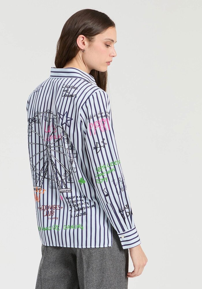 Vilagallo Striped Ferris Wheel Print Shirt 34022