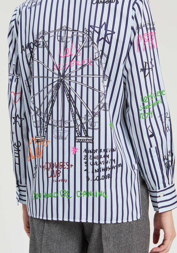 Vilagallo Striped Ferris Wheel Print Shirt 34022
