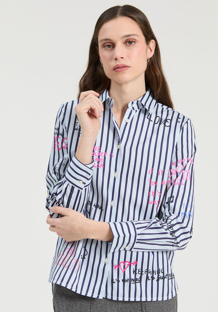 Vilagallo Striped Ferris Wheel Print Shirt 34022
