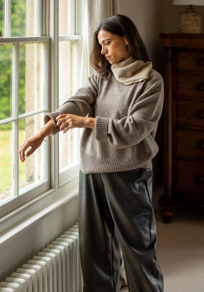 Chalk Devon Crew Wide Neck Jumper