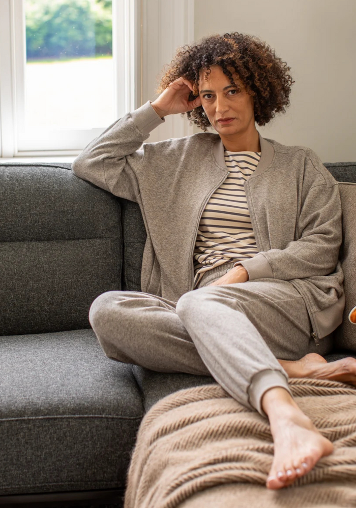 Chalk Orla Zip Up Sweatshirt