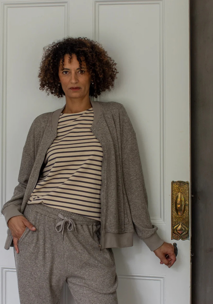 Chalk Orla Zip Up Sweatshirt