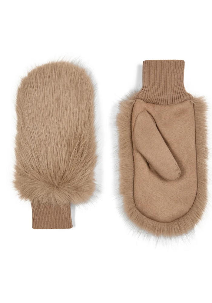 Chalk Vanessa Faux Fur Mittens