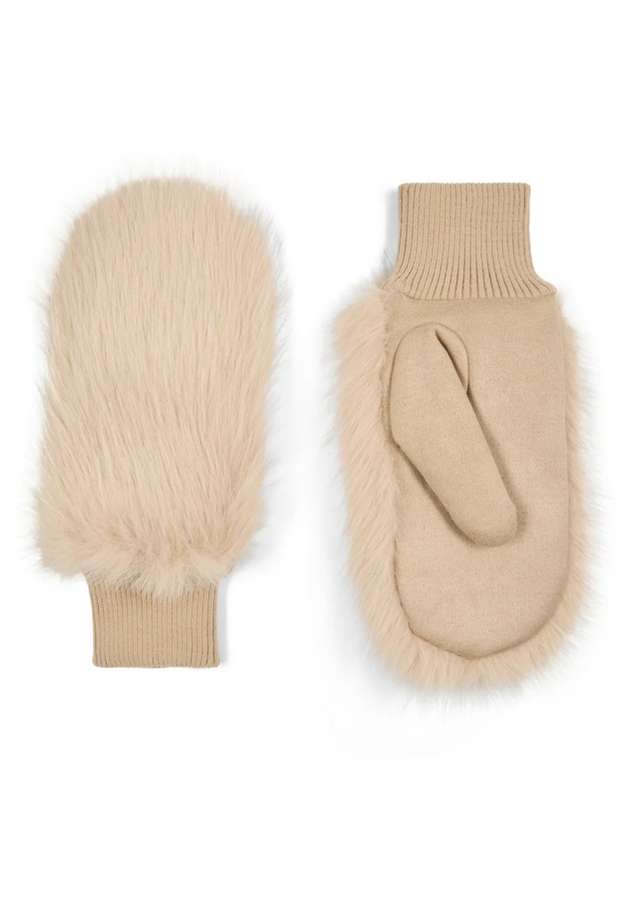 Chalk Vanessa Faux Fur Mittens