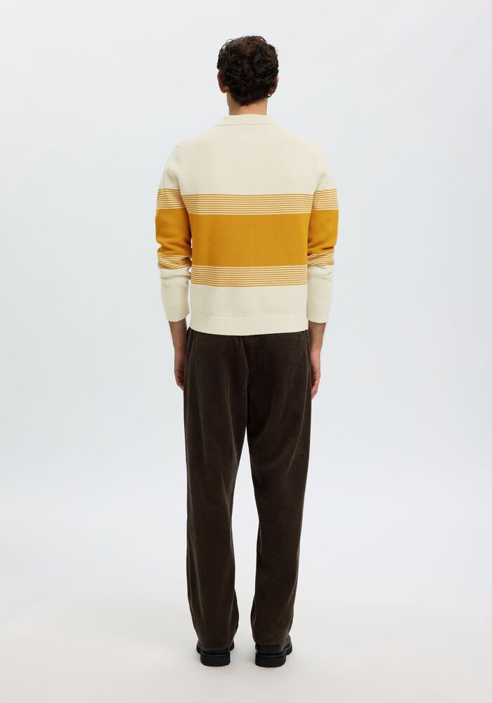Selected Homme Dane Long Sleeve Stripe Polo Shirt
