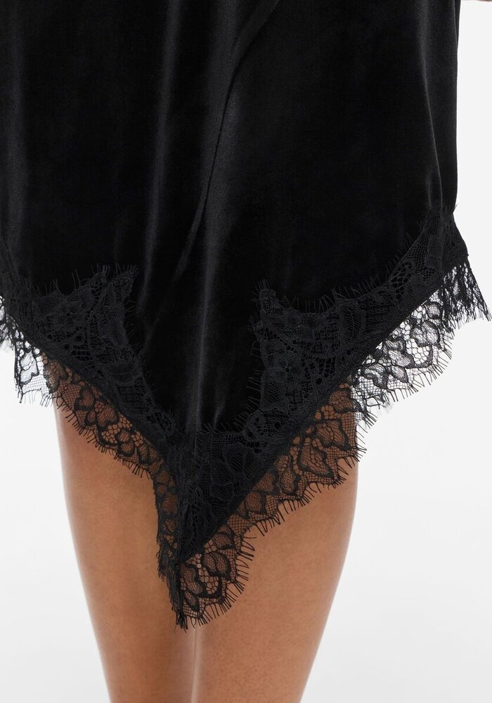 Vila Vialindra Midi Length Lace Trim Skirt