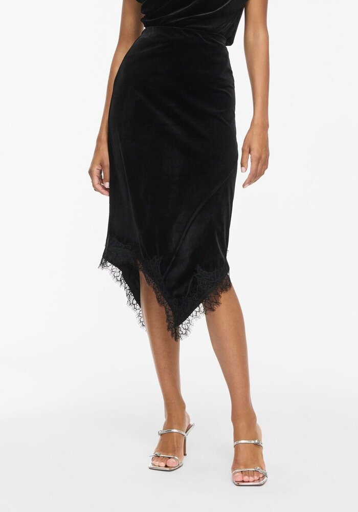 Vila Vialindra Midi Length Lace Trim Skirt