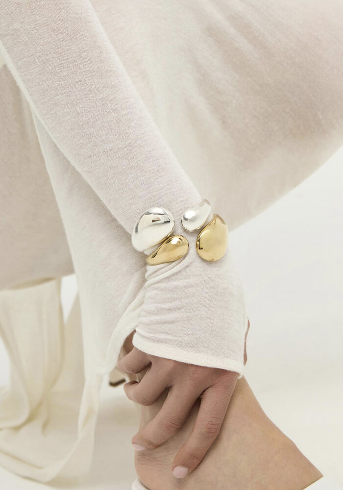 Uno de 50 silver wrap bracelet with two drops PUL2647MTL