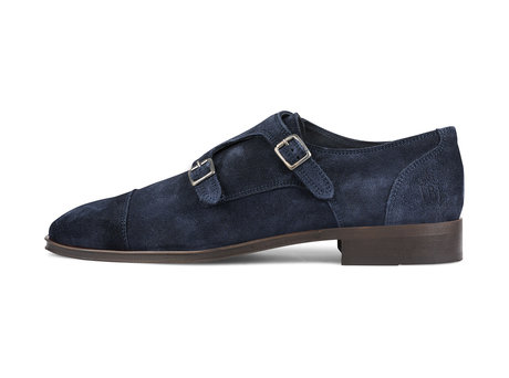 Double Monk Strap Blau | Filip Wildleder