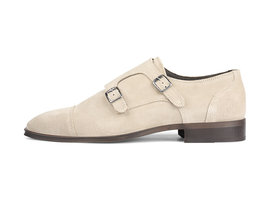 Double Monk Strap Taupe | Filip Wildleder