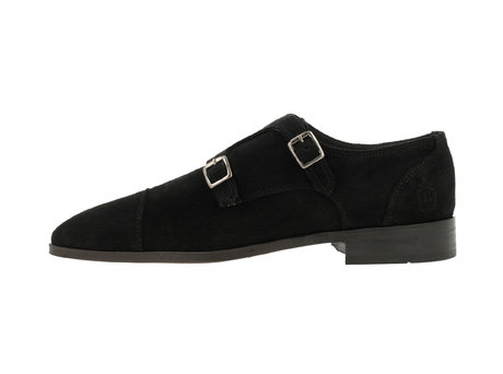 Double Monk Strap Schwarz | Filip Wildleder