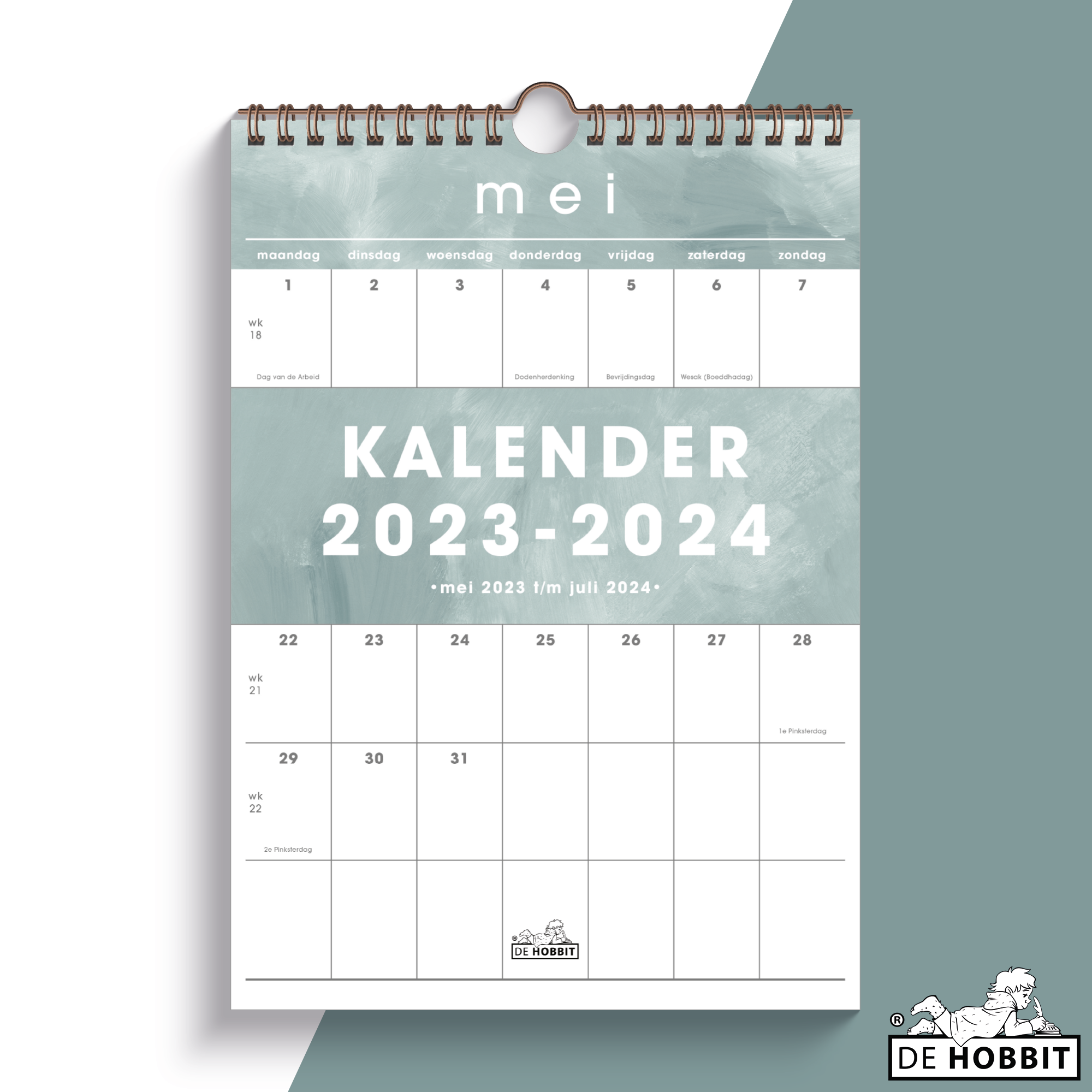 De Hobbit Maandkalender Schooljaar 20232024 A4 Verfstructuur Groen