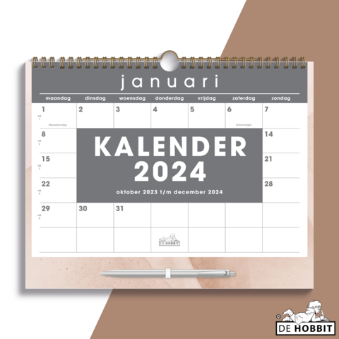 Maandkalender 2024 A4+ Abstract Oudroze