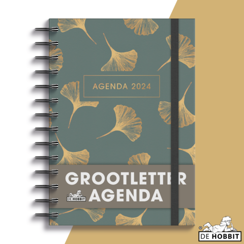 Grootletter Agenda 2024 <A5 Ginkgo Goud