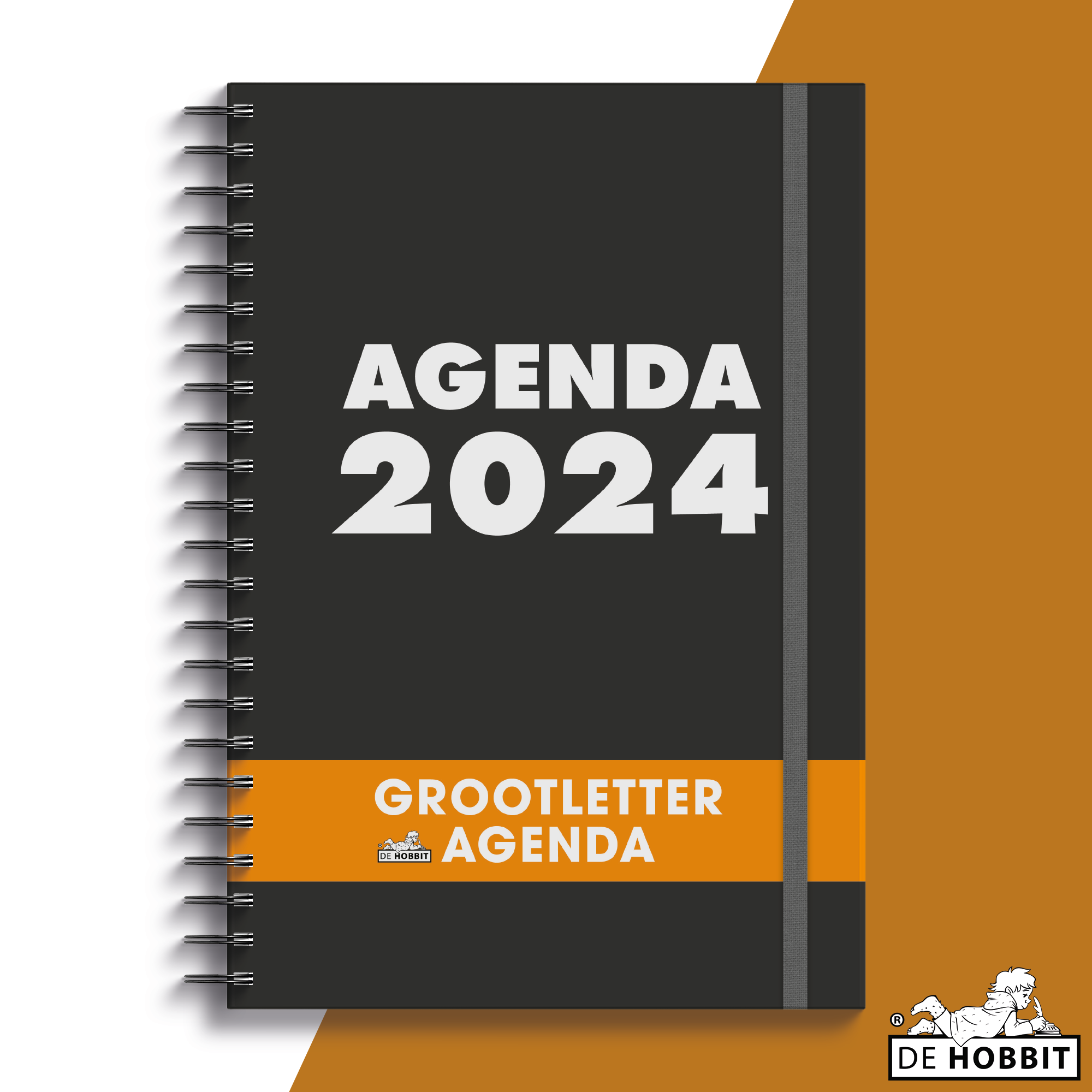 De Hobbit Grootletter Agenda 2024 A4 Zwart Uitgeverij De Hobbit BV