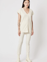 THOM KROM Ribbed v-neck shirt 485 - Ivory
